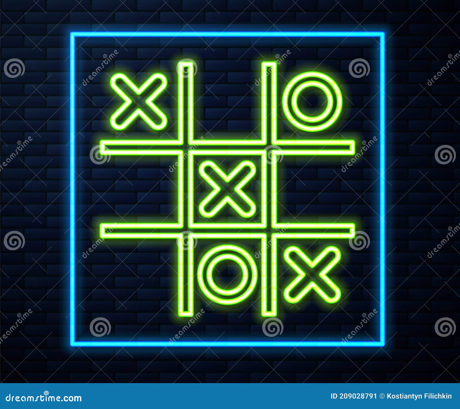 Glowing neon line tic tac toe game icon isolated Vector Image