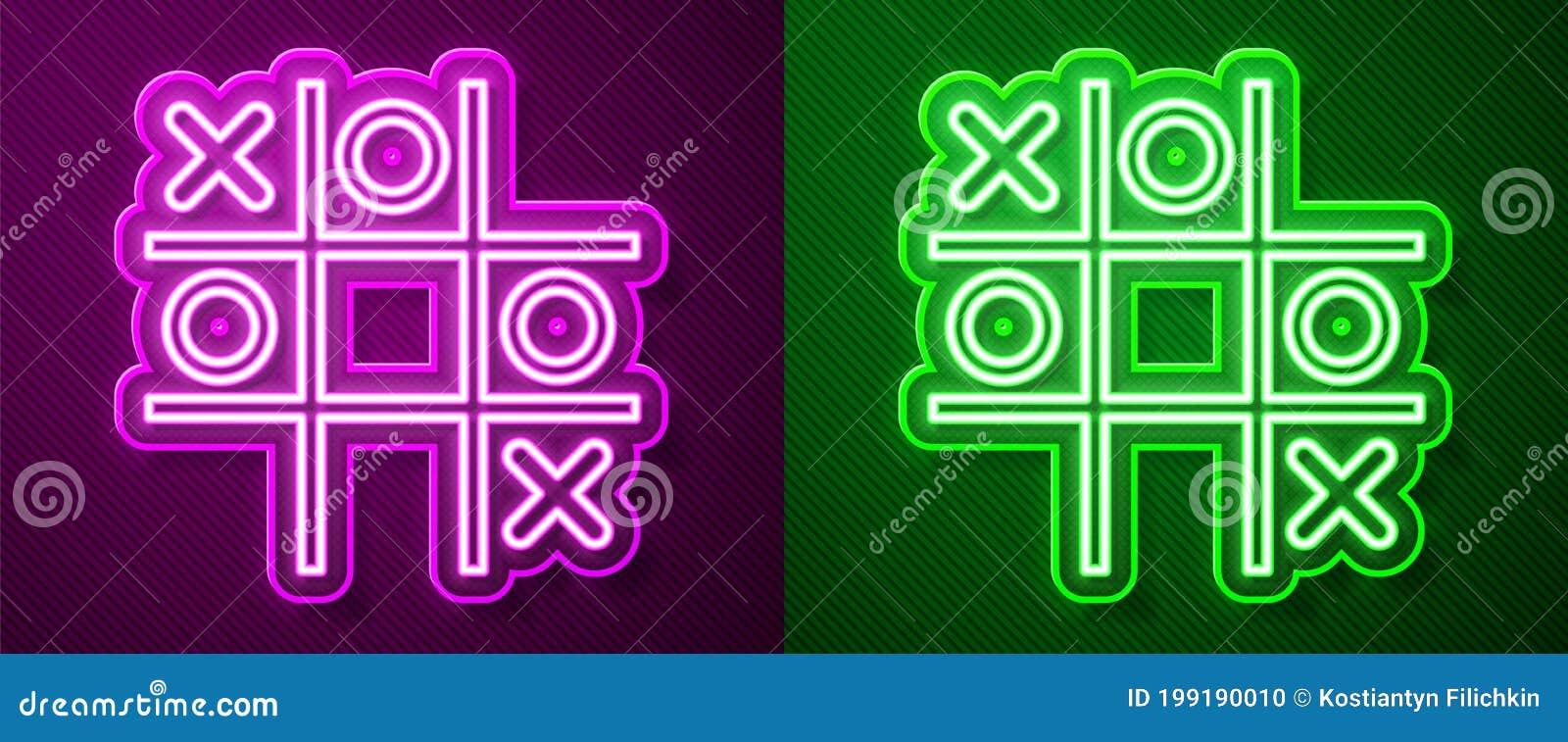 Glowing neon line tic tac toe game icon isolated Vector Image