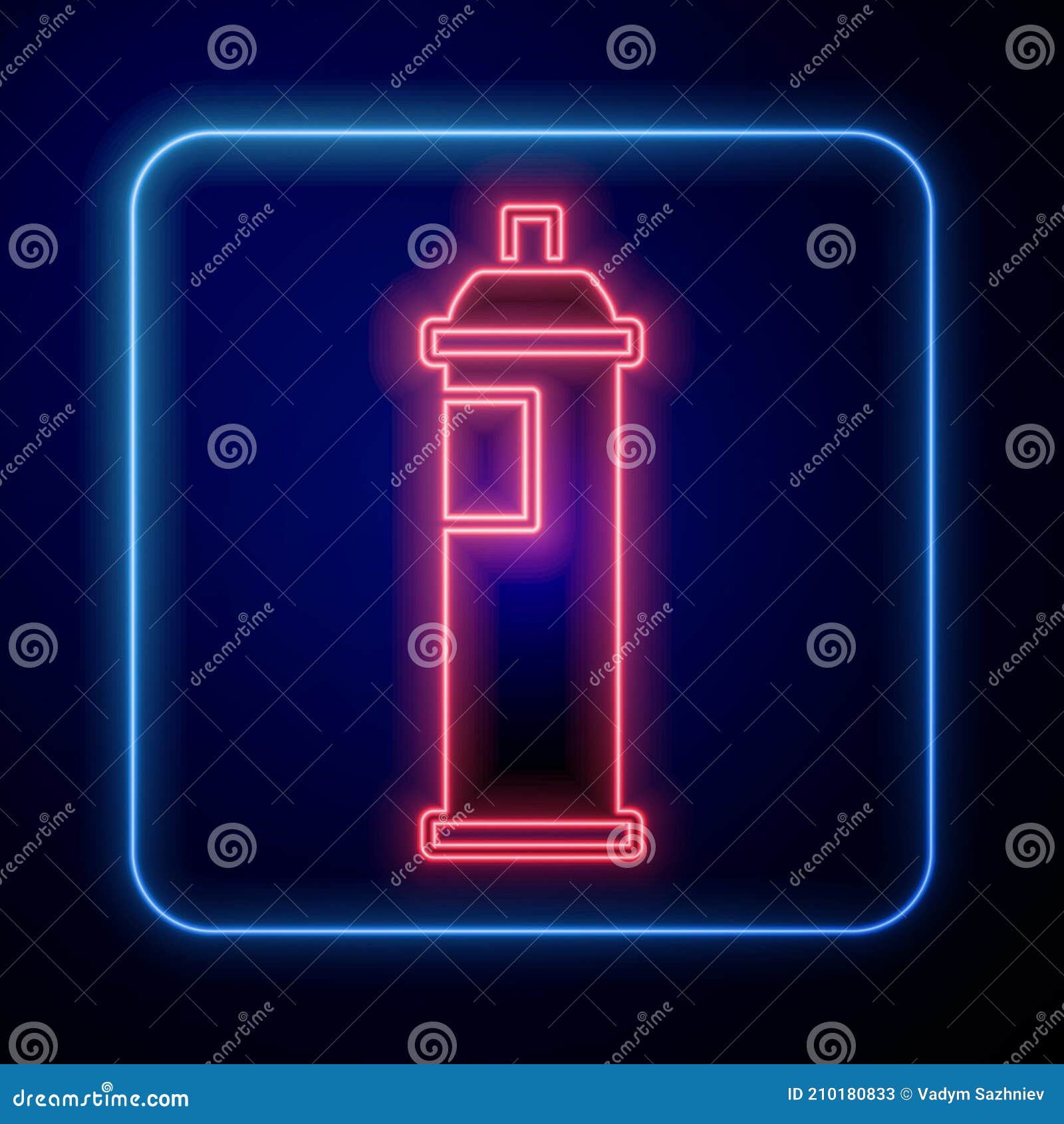 Glowing neon line Paint spray can icon isolated on black