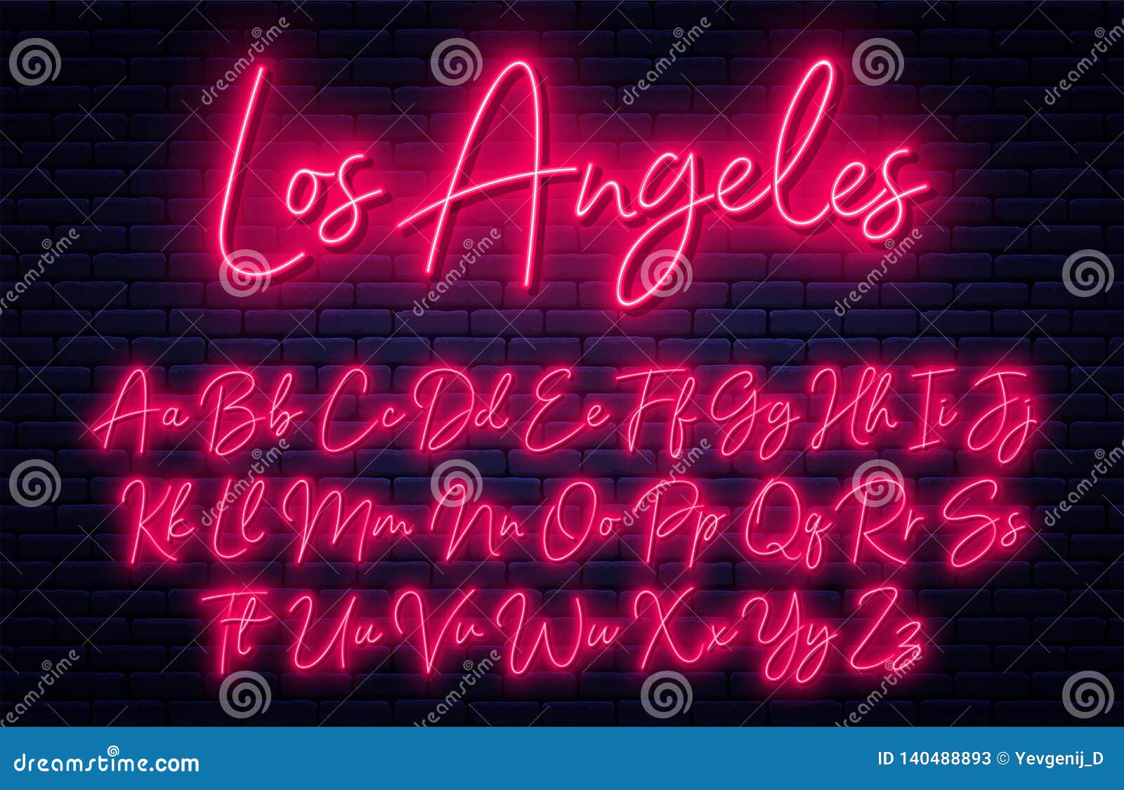 Glowing Neon Script Alphabet Neon Font With Uppercase And Lowercase Letters Handwritten English Alphabet Stock Vector Illustration Of Graphic Entertainment