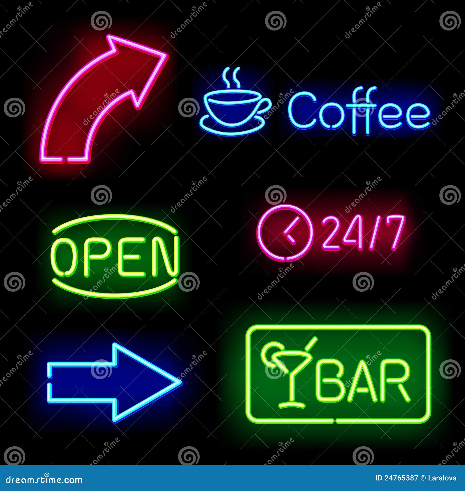Glowing neon signs stock vector. Illustration of lamp 24765387