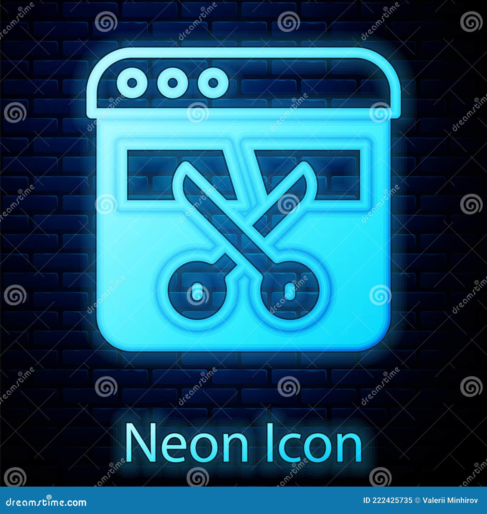 Glowing Neon Video Recorder or Editor Software on Laptop Icon Isolated on  Brick Wall Background. Video Editing on a Stock Vector - Illustration of  bright, isolated: 222425735