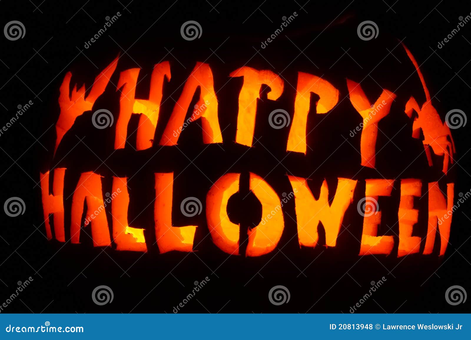 Glowing Orange and Yellow Happy Halloween Stock Photo Image of