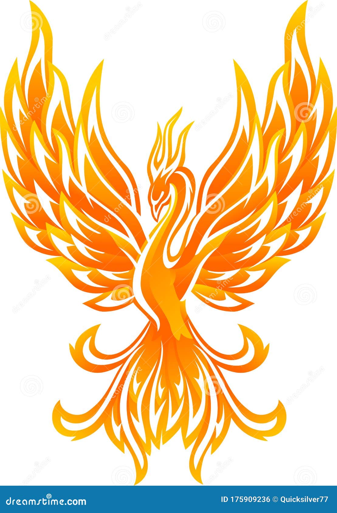 glowing phoenix bird, abstract flaming body