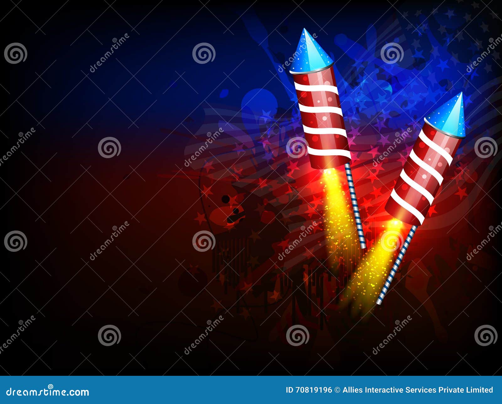 Glowing Rocket for American Independence Day. Stock Illustration ...
