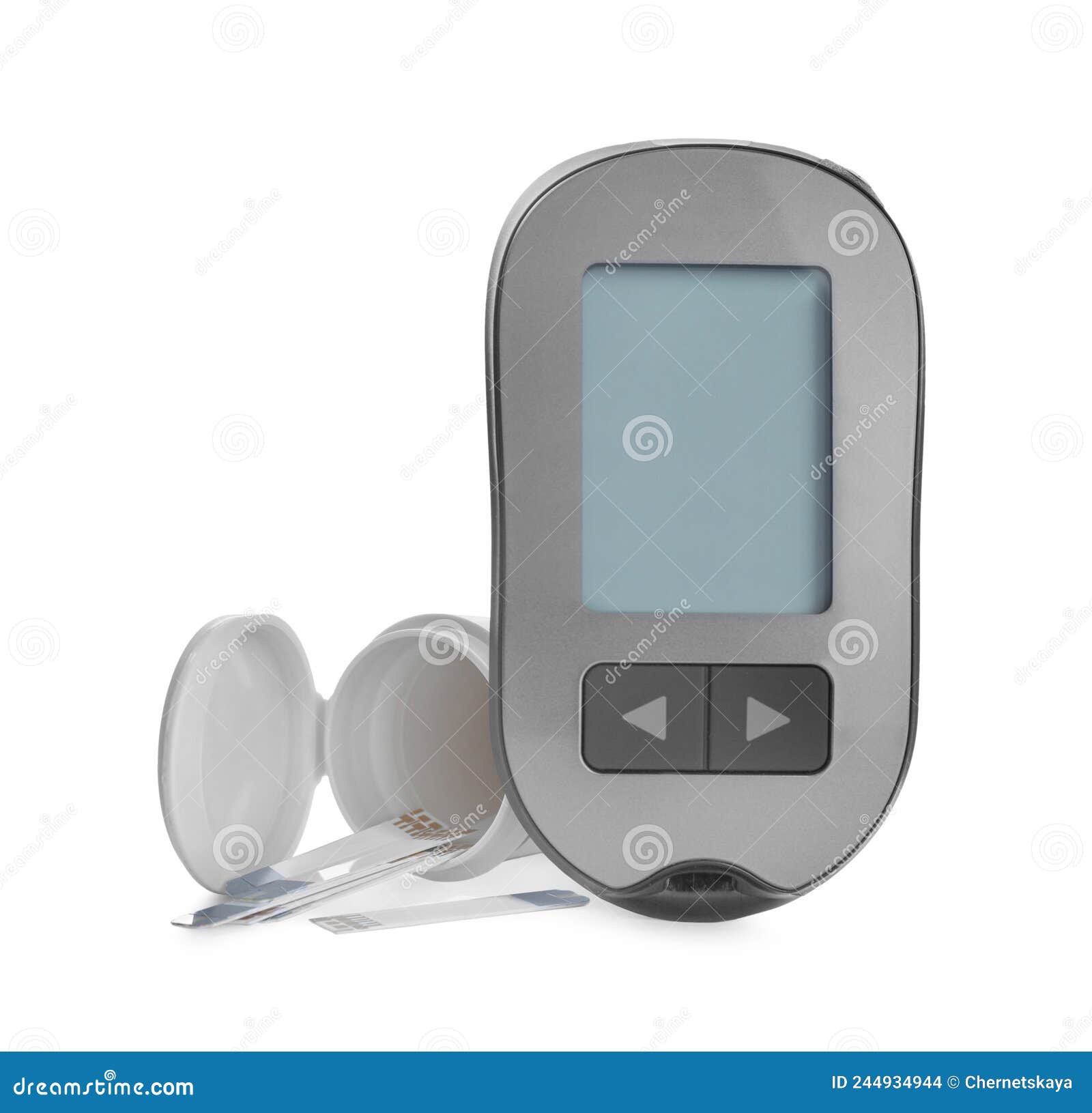 and Bottle with Strips on White Background. Diabetes Testing