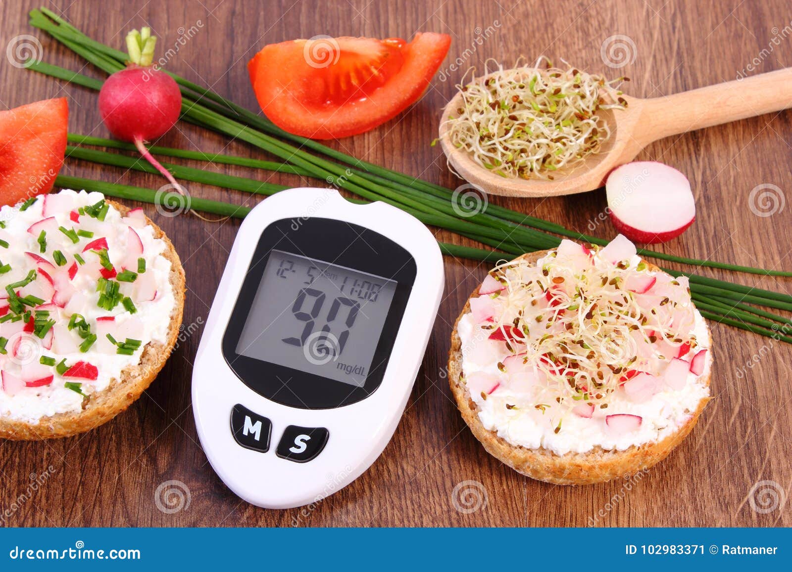 Glucometer For Checking Sugar Level And Freshly Sandwich With