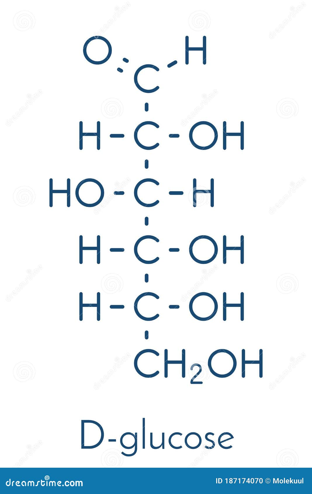Glucose Dglucose, Dextrose Grape Sugar Molecule. Skeletal Formula