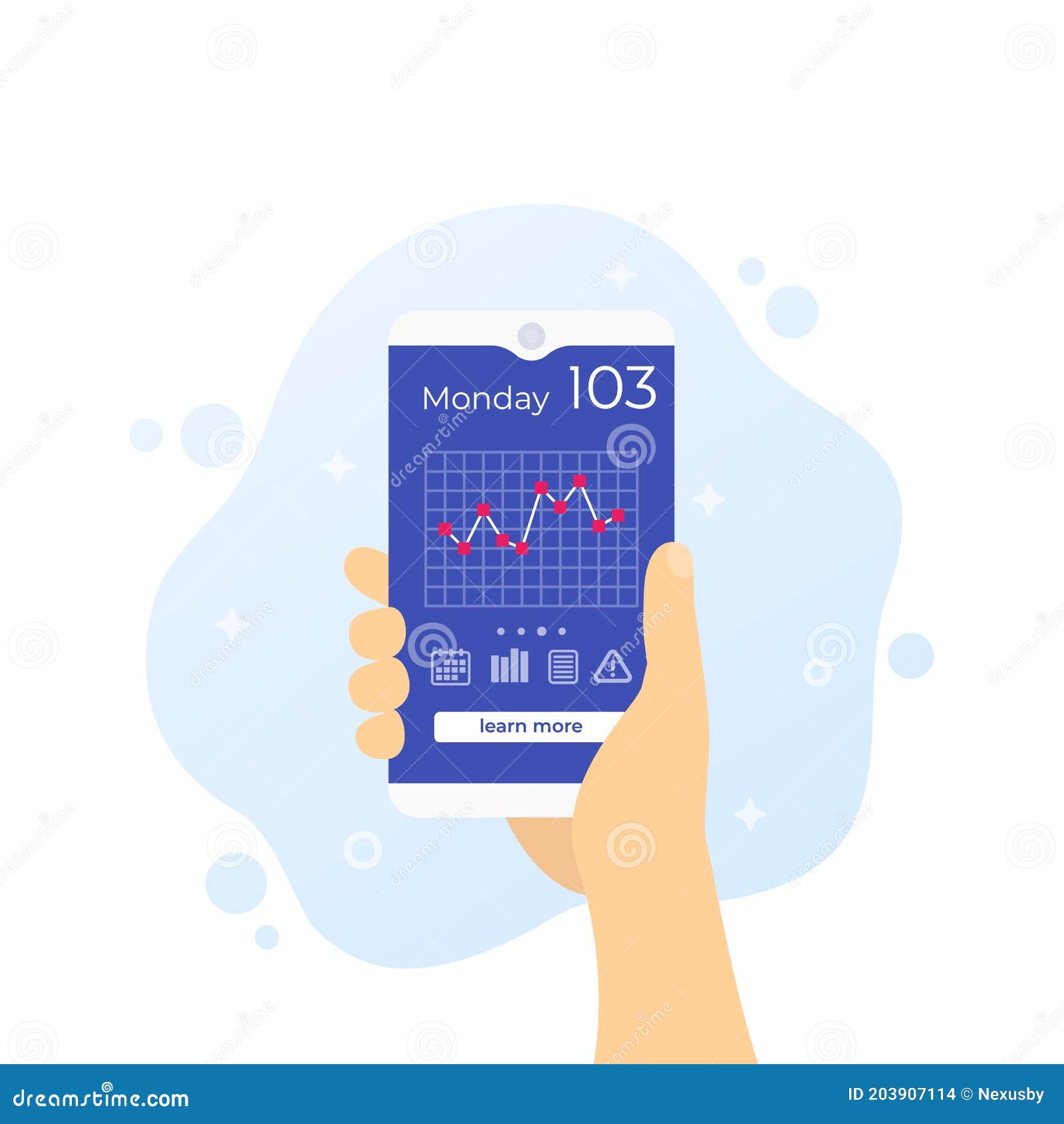 Glucose Levels Chart in App on Smart Phone Stock Vector Illustration