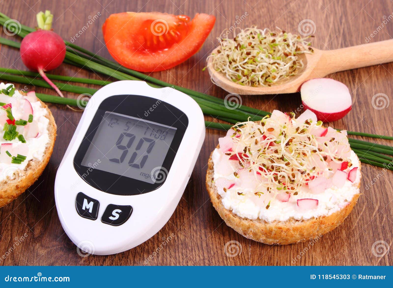 Glucometer For Checking Sugar Level And Freshly Sandwich With