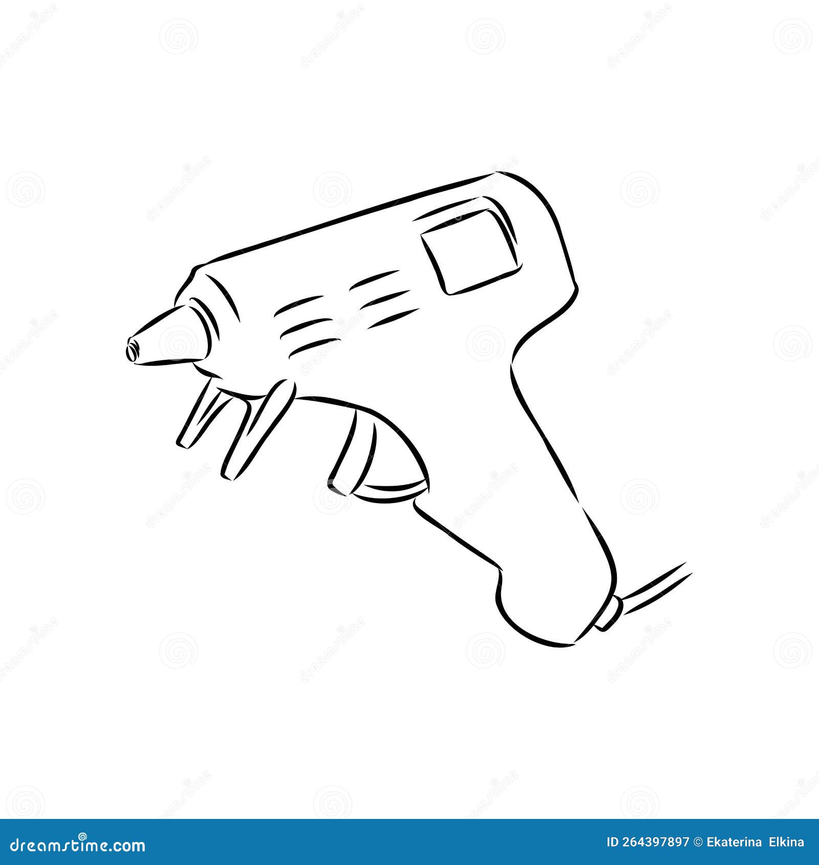 glue gun line  ,  on white background.top view