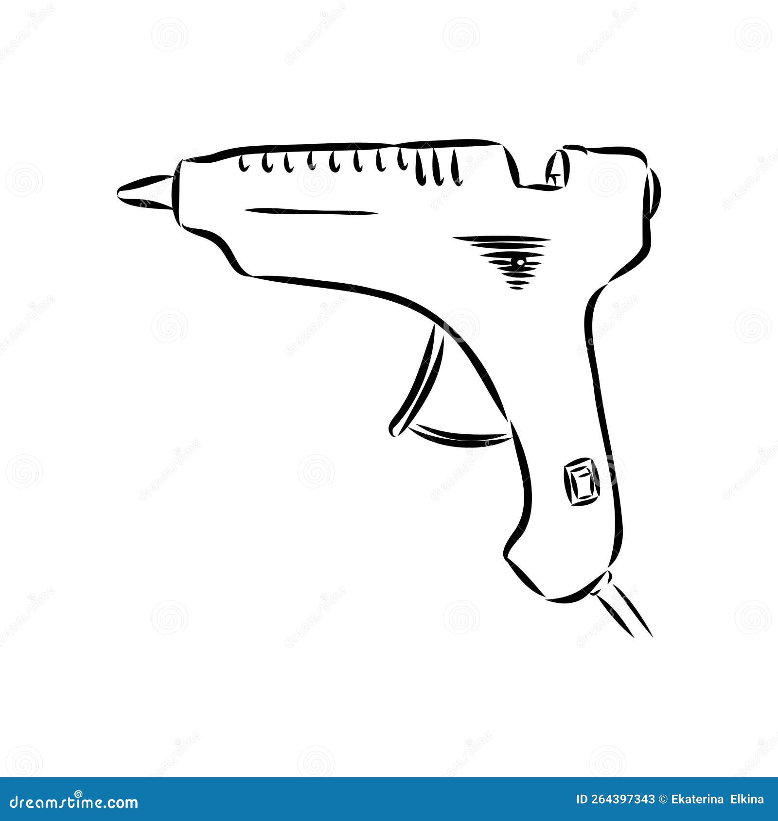glue gun line  ,  on white background.top view