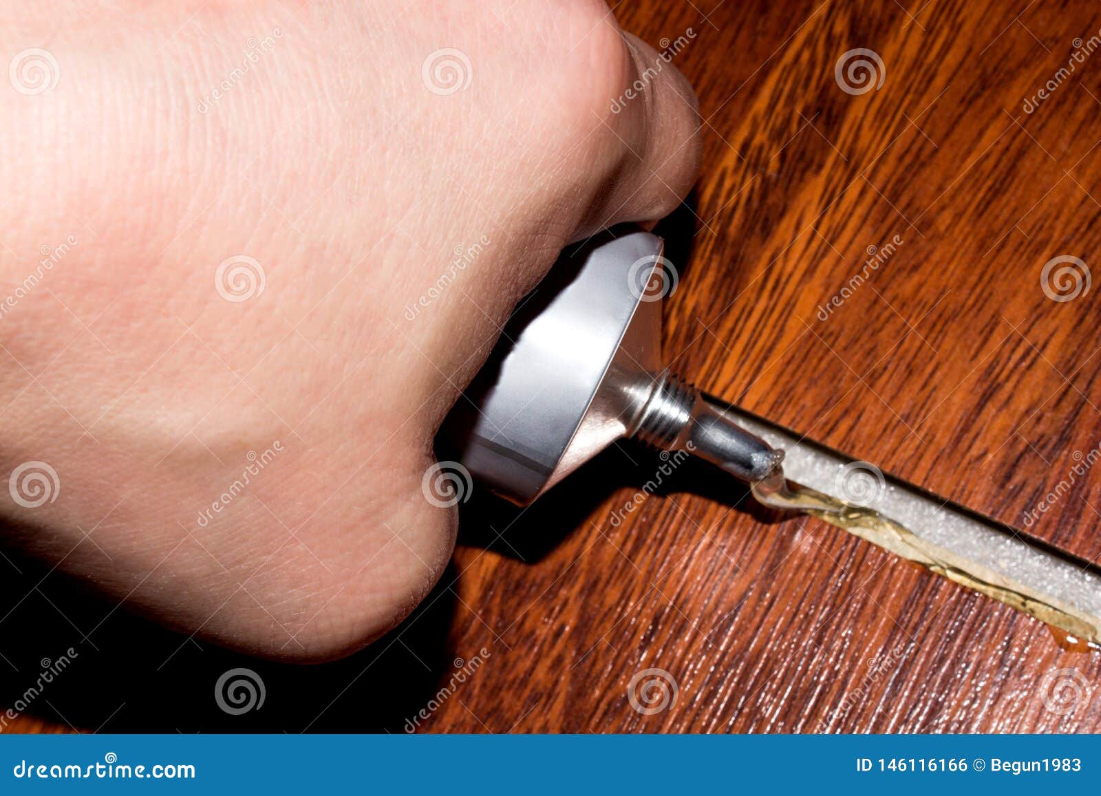 Gluing the Joints of the Laminate. Stock Photo Image of house