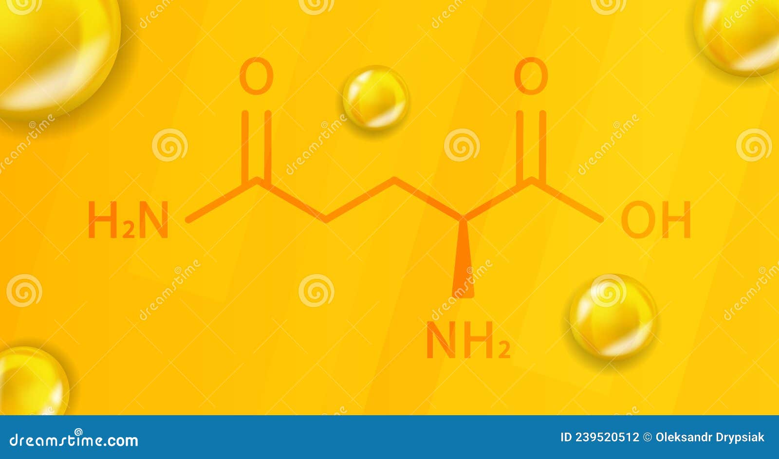 Glutamine Chemical Formula. Glutamine 3D Realistic Chemical Molecular