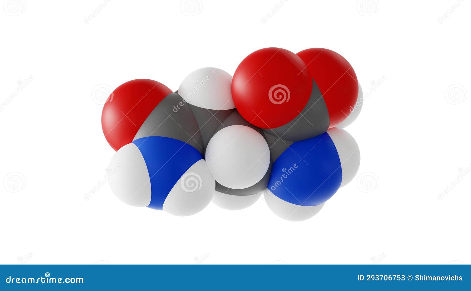 Glutamine Molecule, Polar Amino Acid, Molecular Structure, Isolated 3d