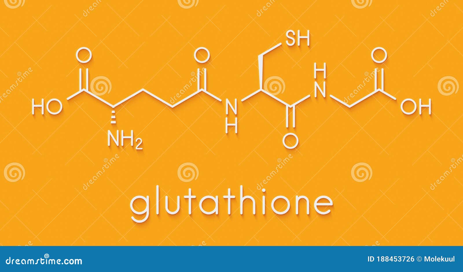 glutathione reduced glutathione, gsh endogenous antioxidant molecule. skeletal formula.