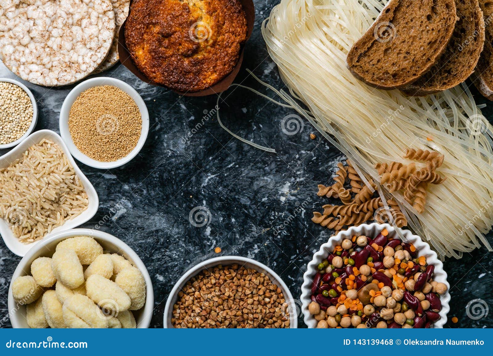 Gluten Free Diet Concept - Selection of Grains and Carbohydrates for ...