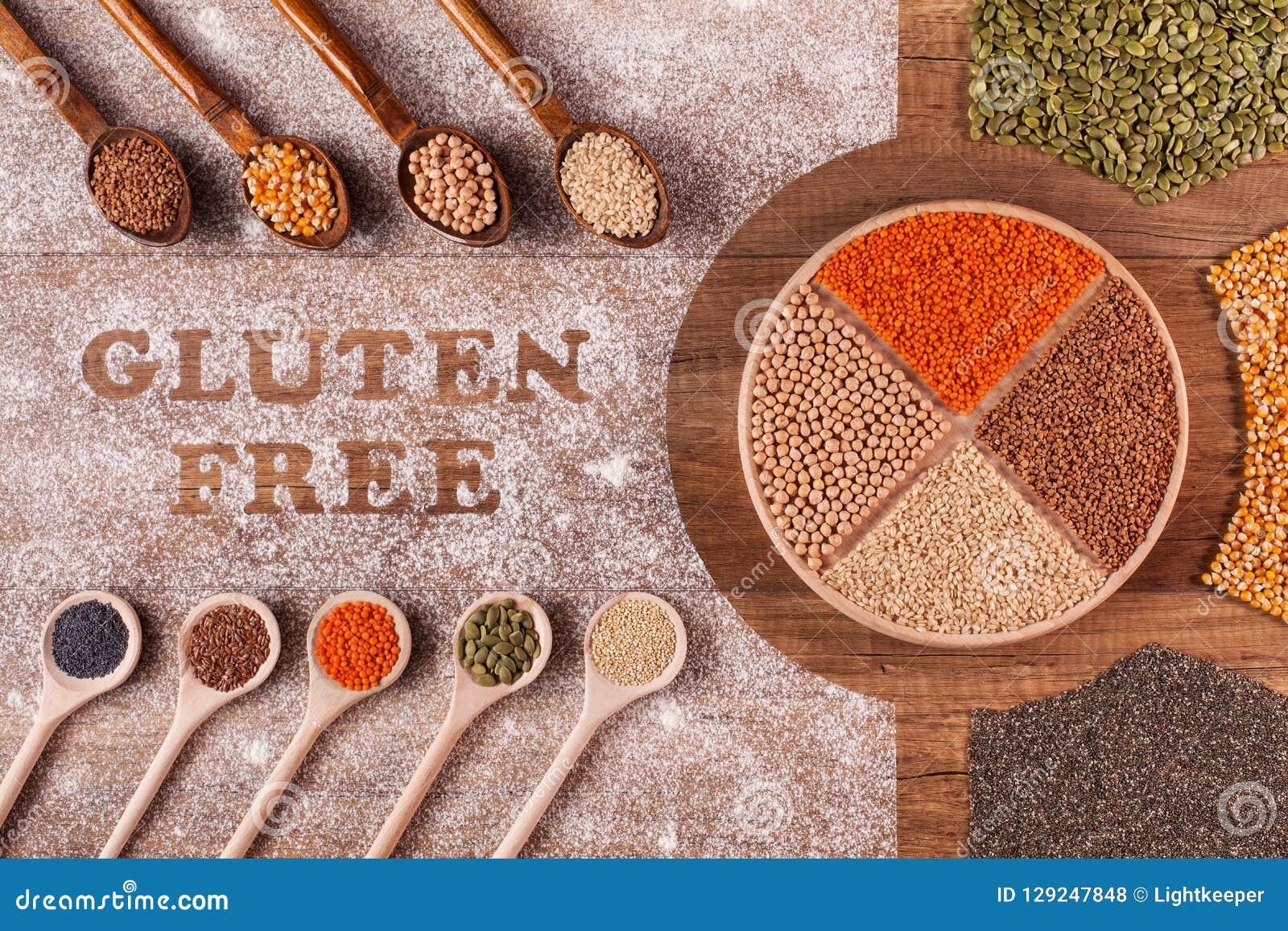 Gluten Free Diet Options - Various Grains and Seeds Stock Photo - Image ...