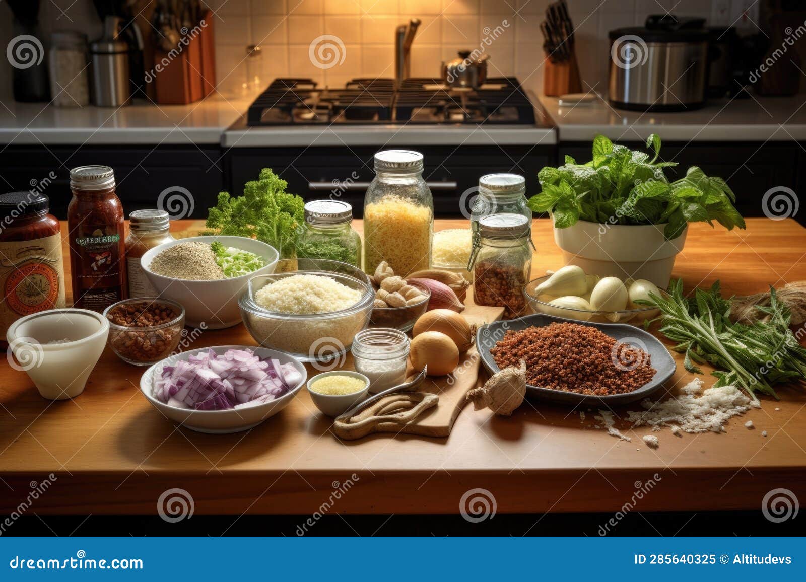Glutenfree Ingredients Spread on a Kitchen Counter Stock Image Image