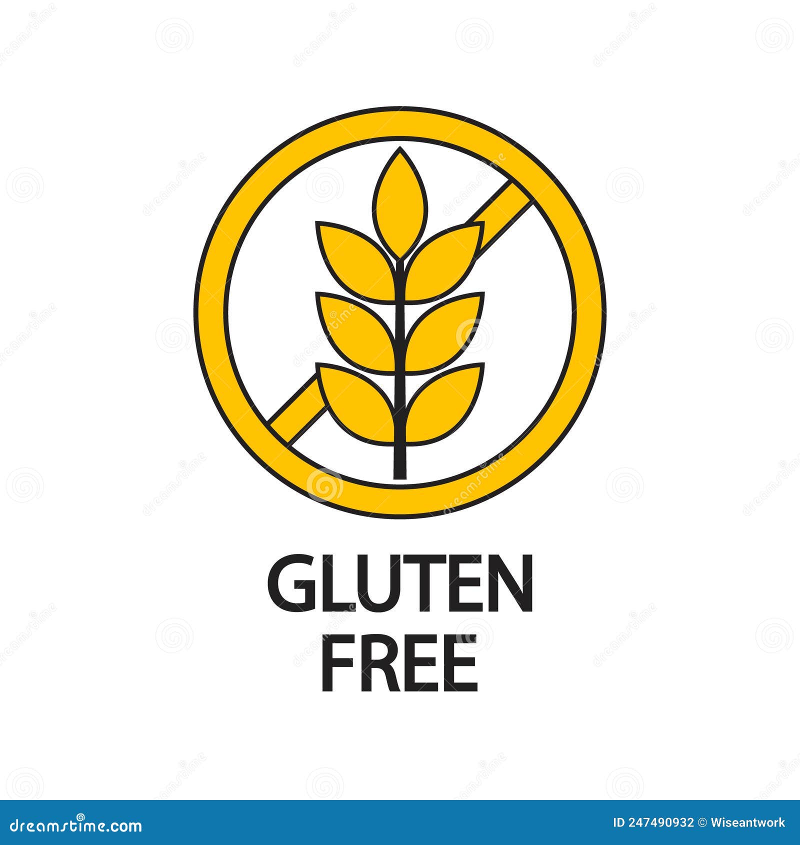 Gluten Free. Gluten Free Logo. Sign for Food. Icon with Grain of Wheat