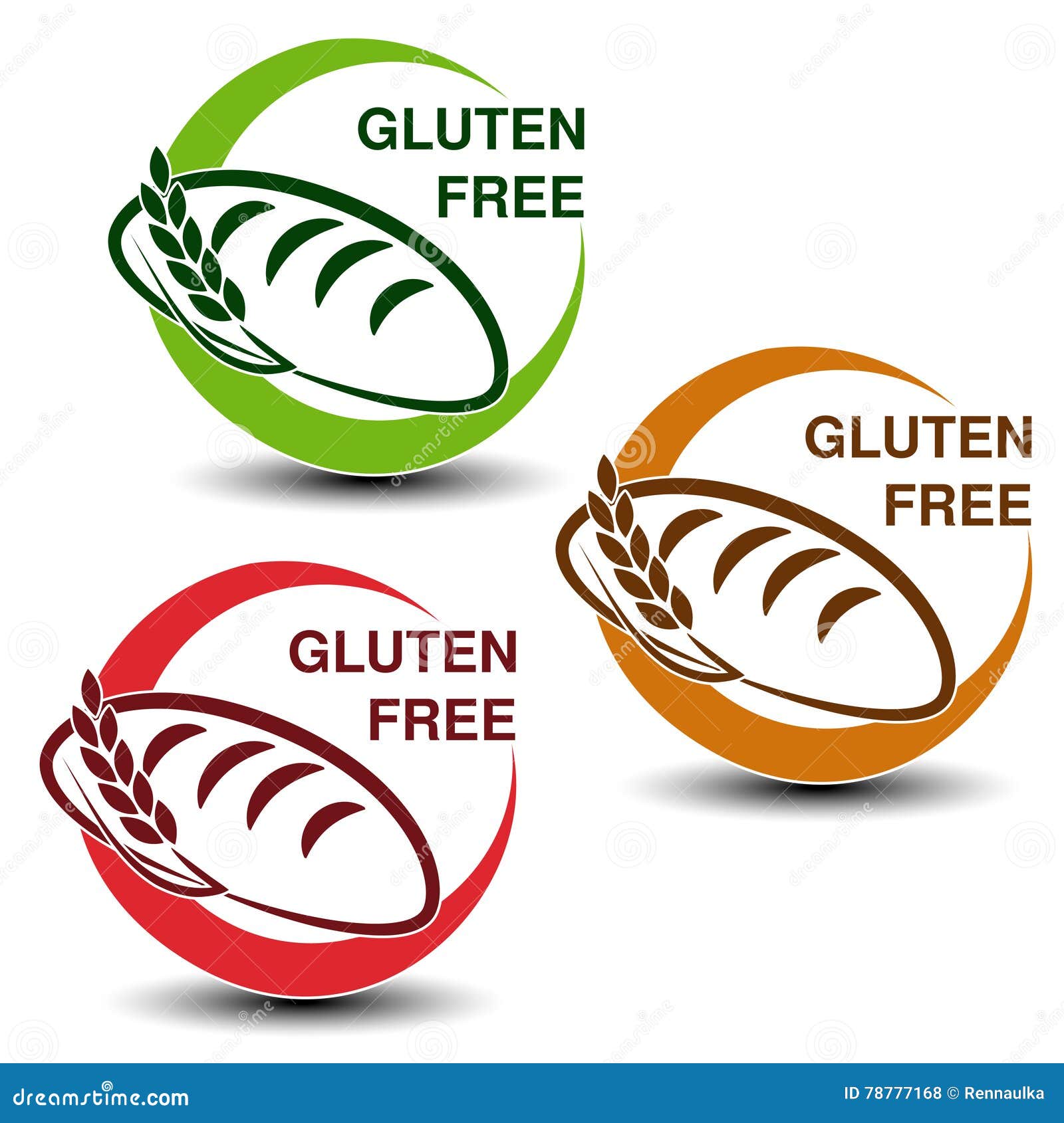 Download Gluten Free Symbols On White Background. Circular Icons With Silhouettes Of Bread With Spikelet ...