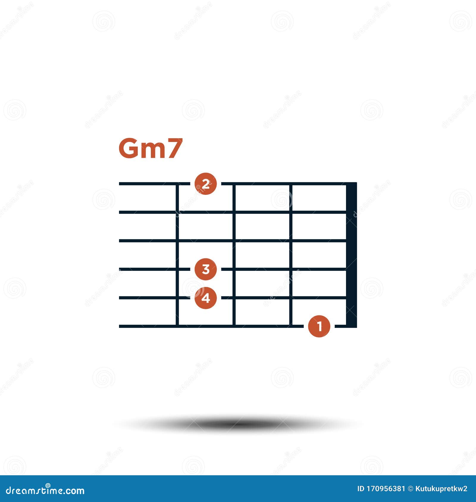 Gm7, Basic Guitar Chord Chart Icon Vector Template Stock Vector
