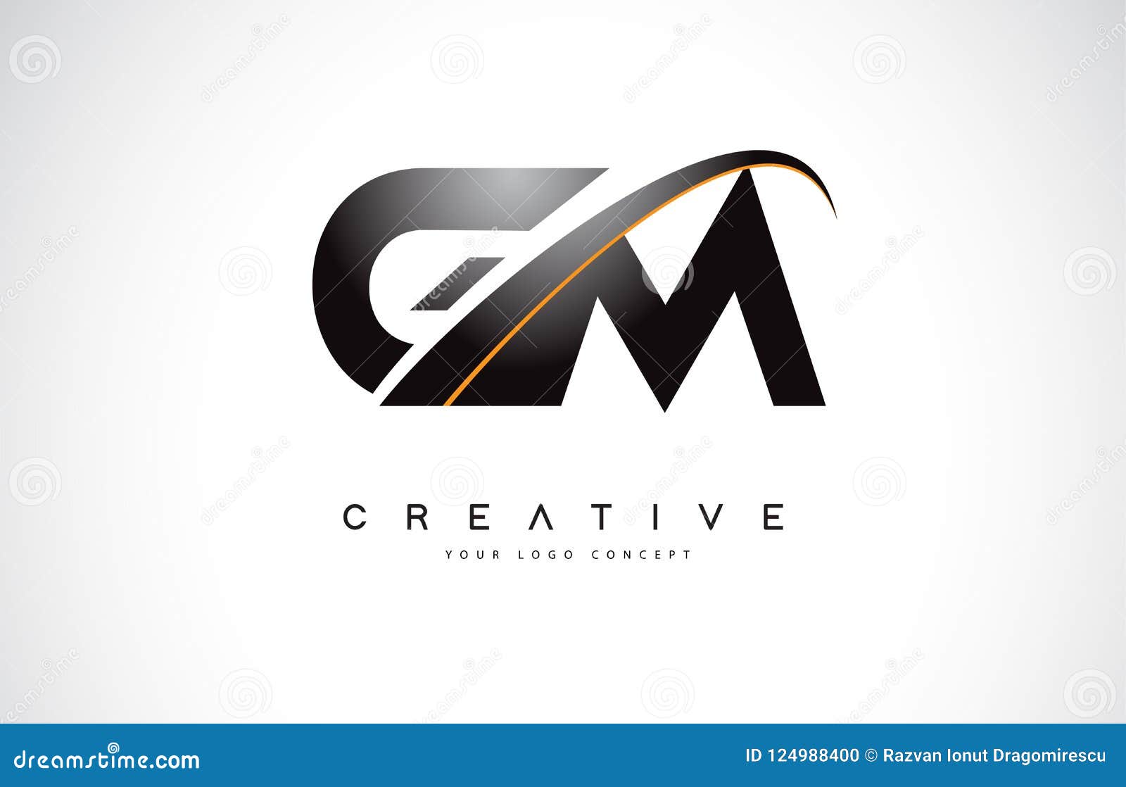 GM G M Swoosh Letter Logo Design with Modern Yellow Swoosh Curve Stock  Vector - Illustration of modern, lines: 124988400
