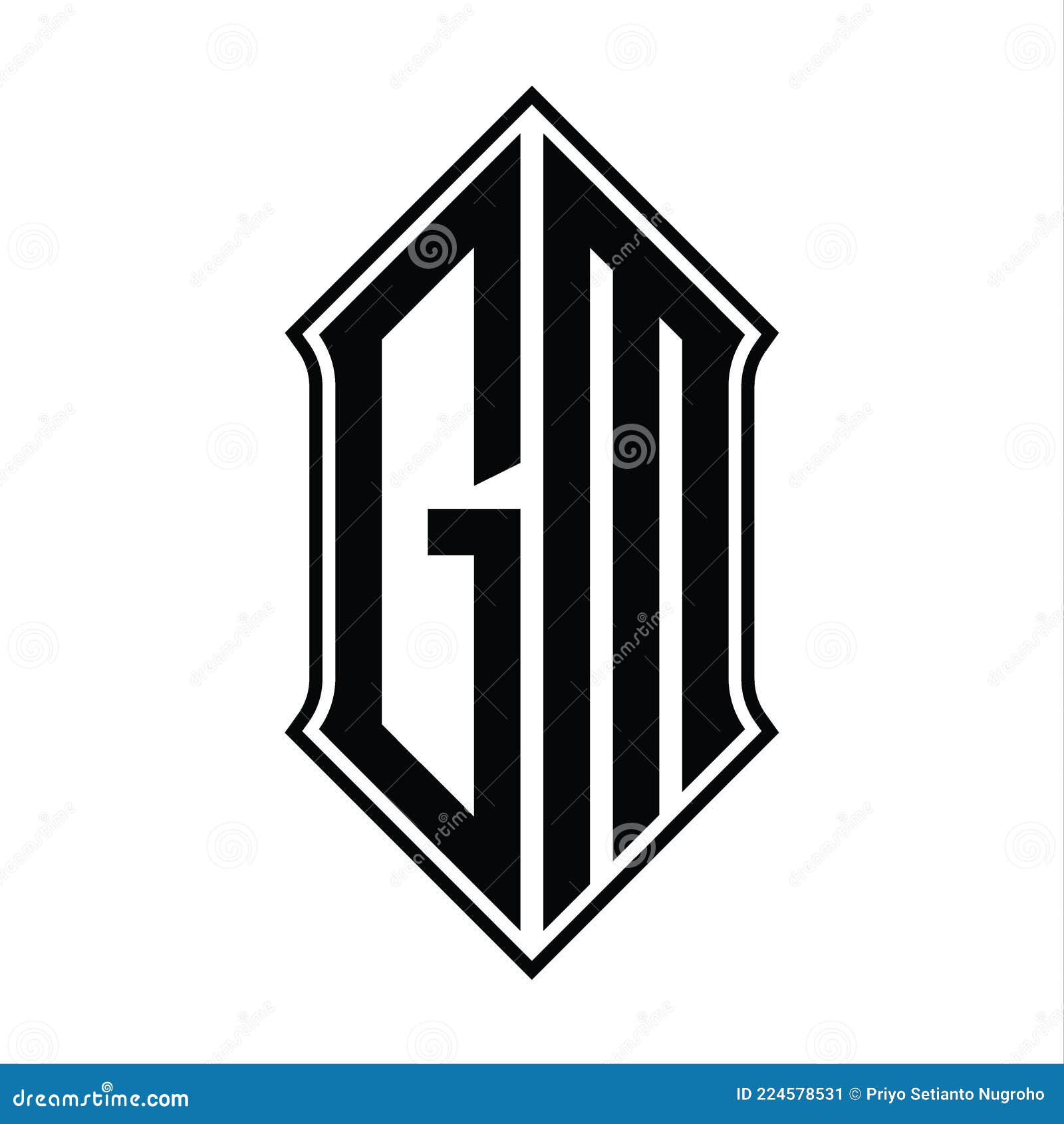 Gm logo emblem monogram with shield style design Vector Image