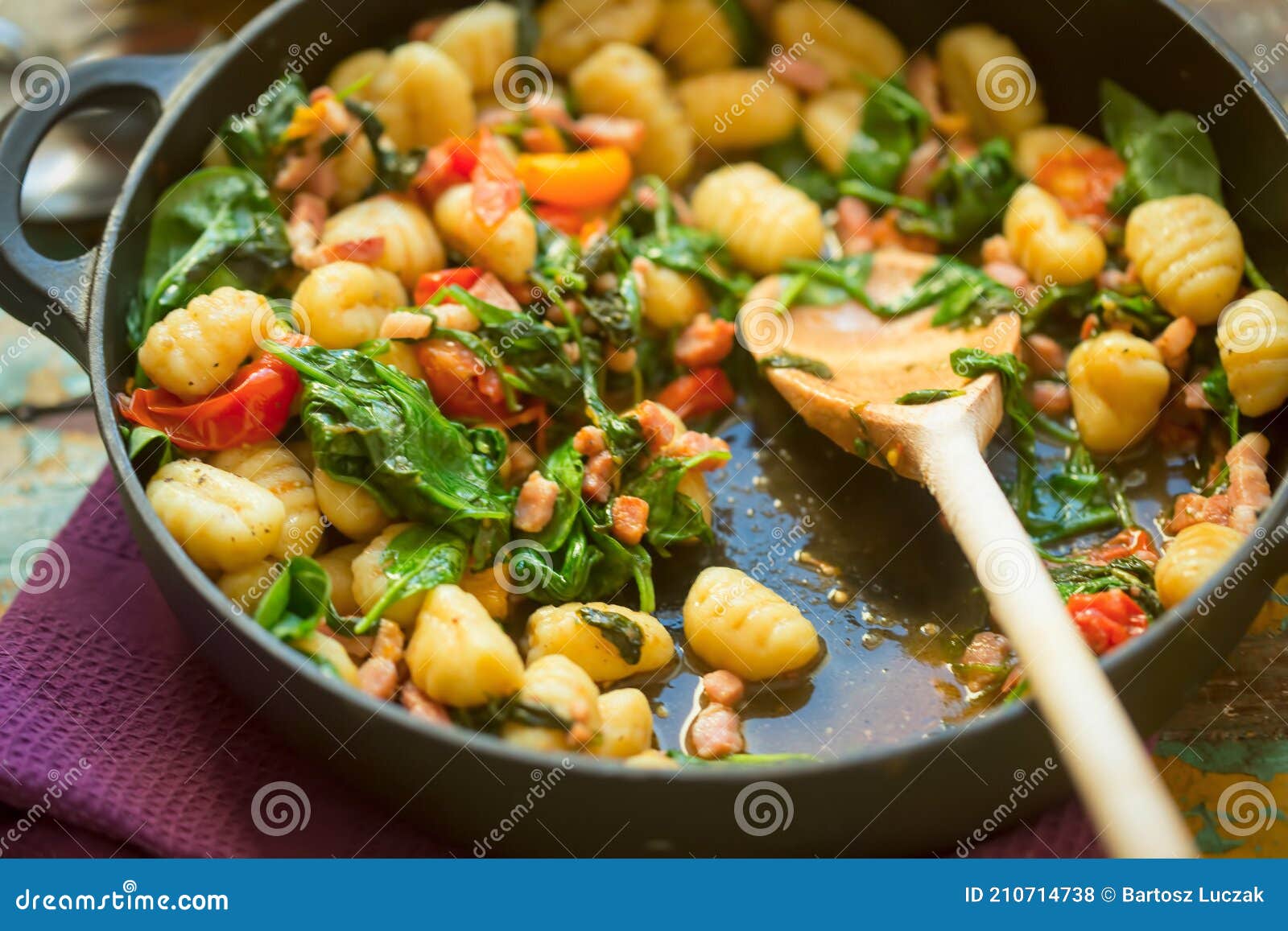 gnocchi with bacon, spinach & tomatoes