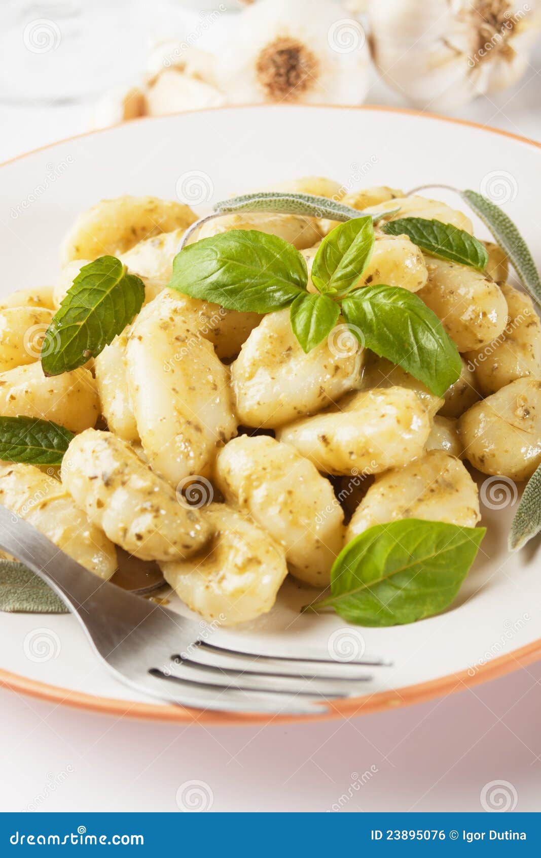Gnocchi Di Patata with Basilico and Pesto Stock Photo Image of pesto