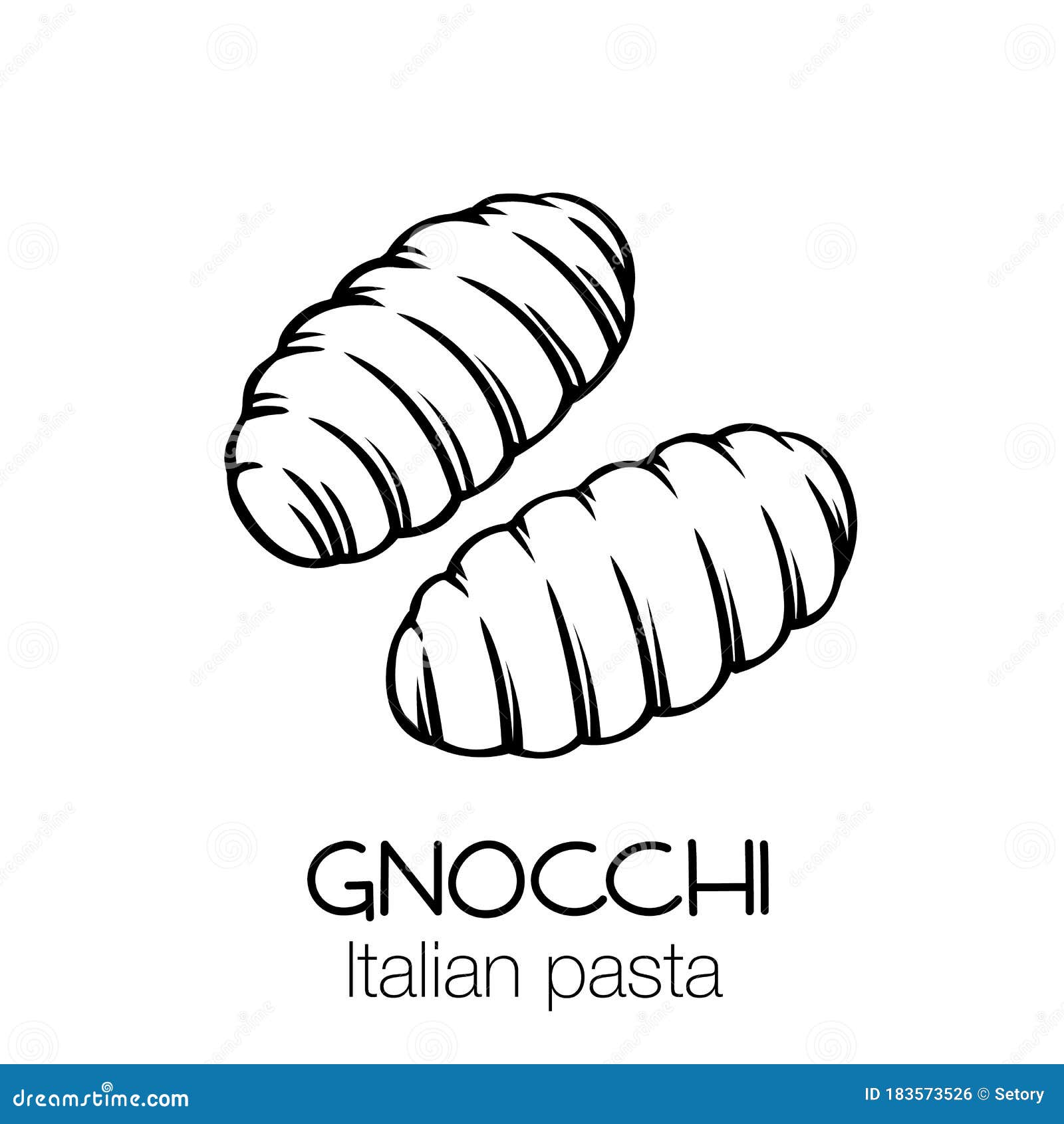 Gnocchi Pasta Icon In Outline Style Isolated On White Background. Types