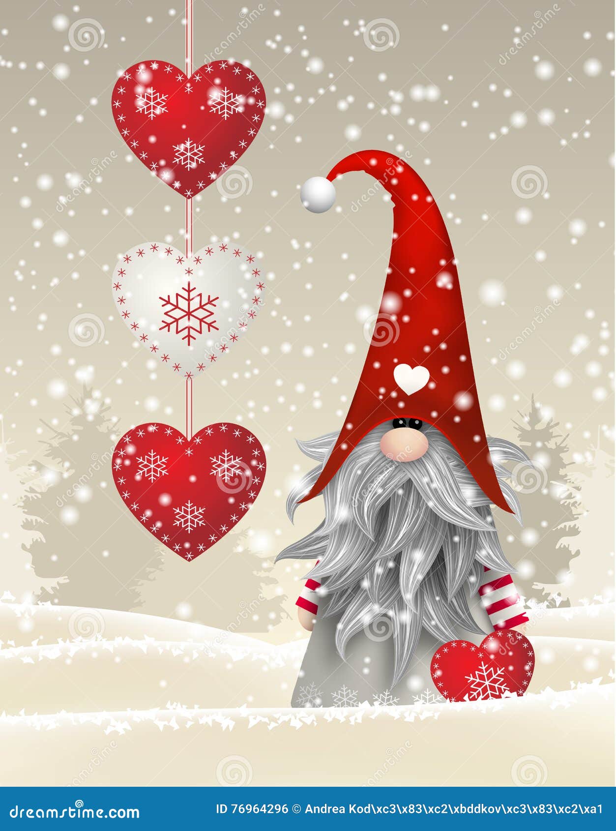 Gnomo Tradicional De La Navidad Escandinava, Tomte, Ejemplo Ilustración del  Vector - Ilustración de lindo, snowflakes: 76964296