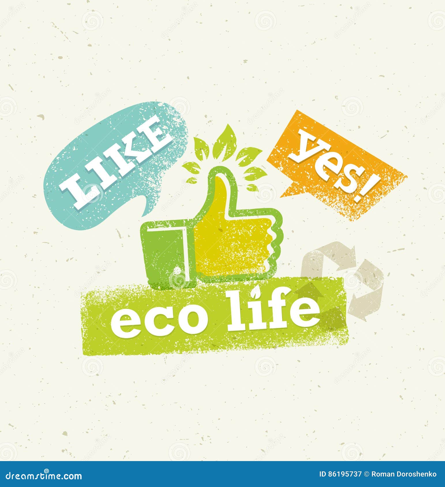 Go Green Recycle Reduce Reuse Eco Poster Concept. Vector Creative Organic Illustration on Rough