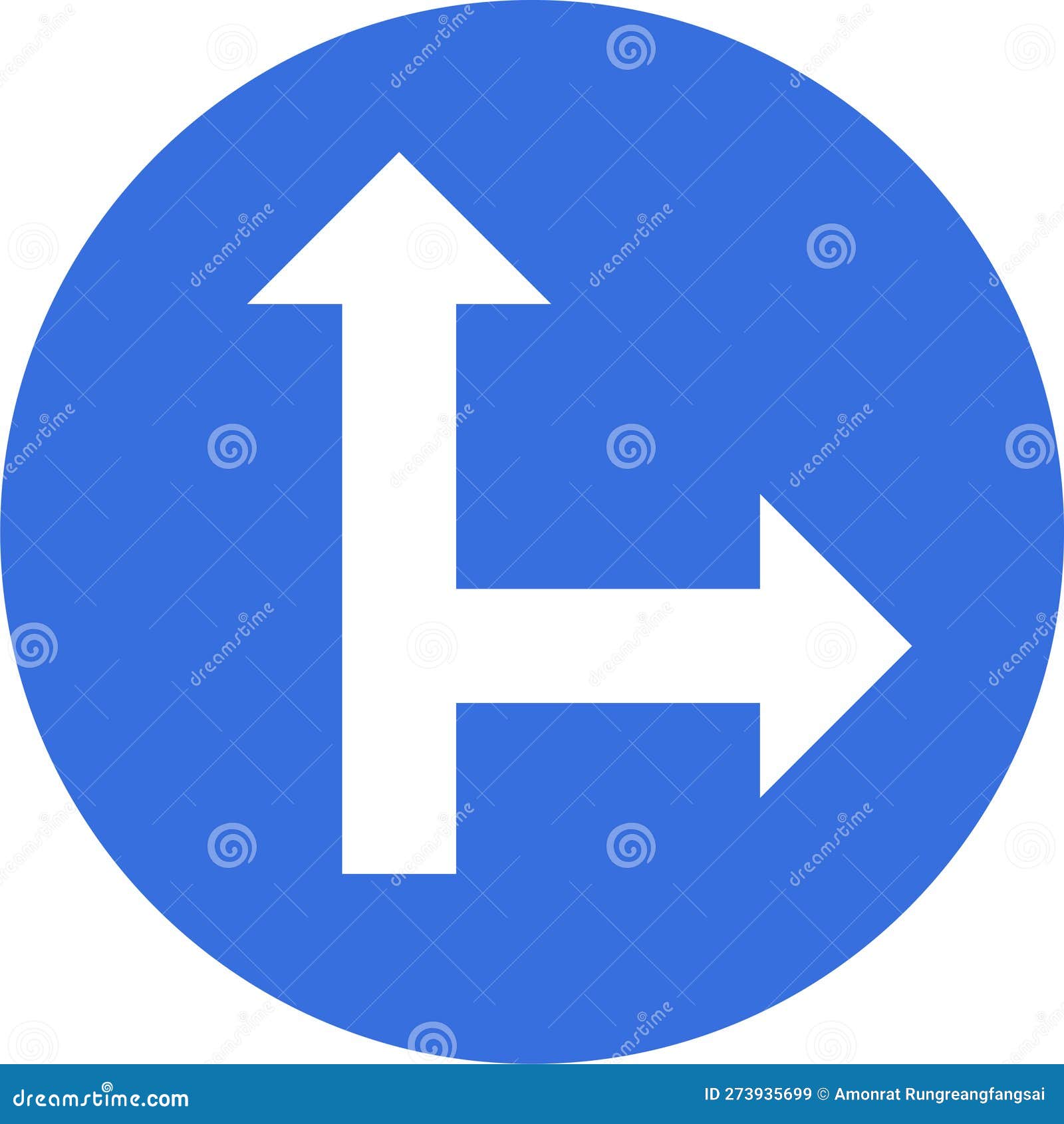 Go Straight or Right Sign Icon, Traffic Sign Vector Illustration Stock