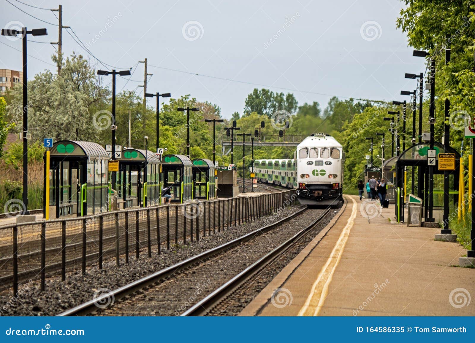 GO Train Arriving at Long Branch Station in Mississauga, Ontario