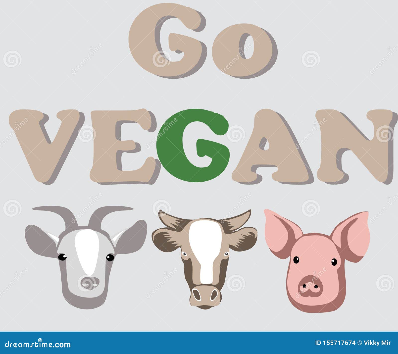 Go vegan animals stock illustration. Illustration of friendly 155717674