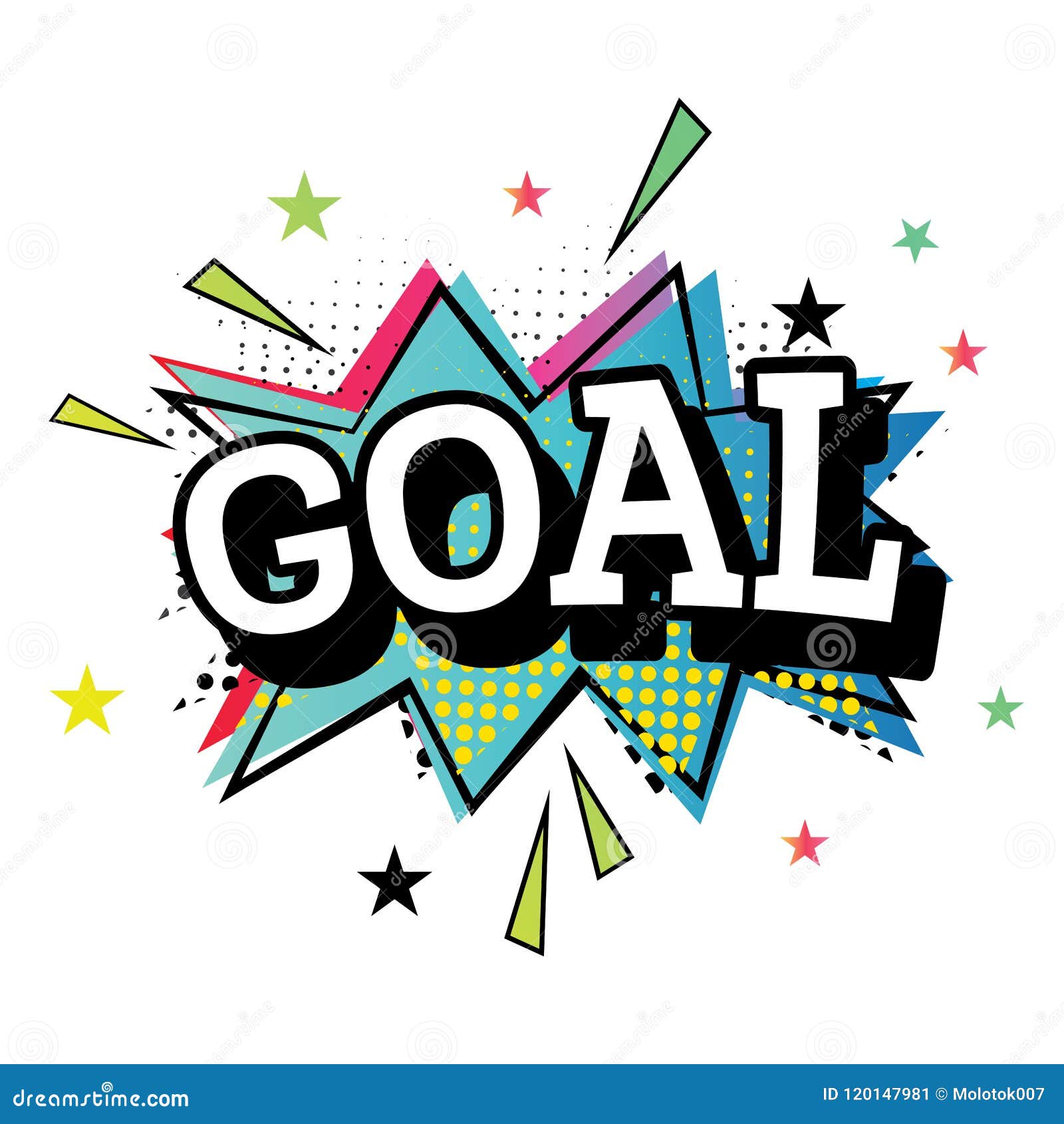 Goal!!! Comic Style Sport Illustration With Soccer Ball. Football Ball