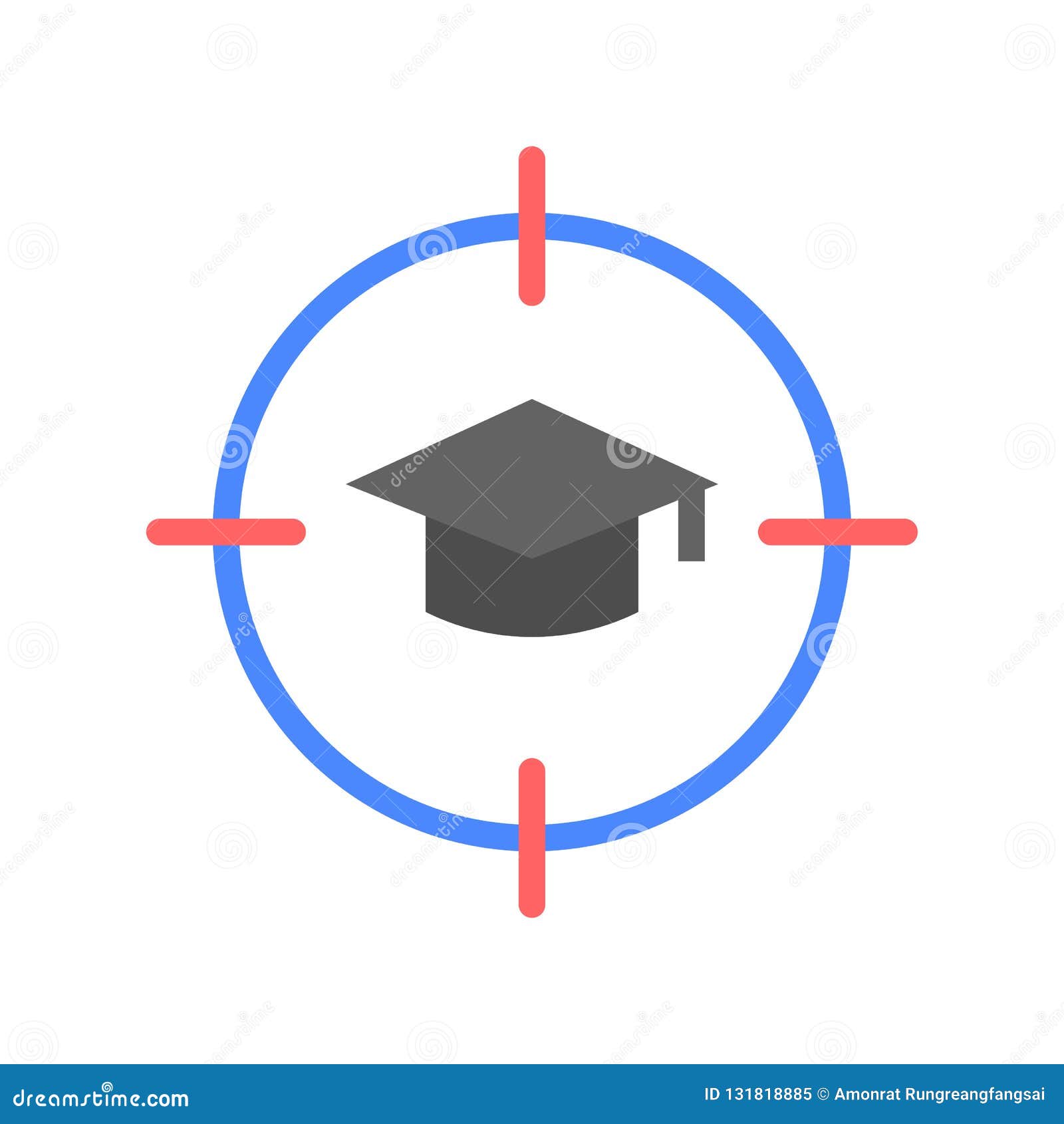Goal and Graduated Cap, Education and E Learning Icon Concept Stock
