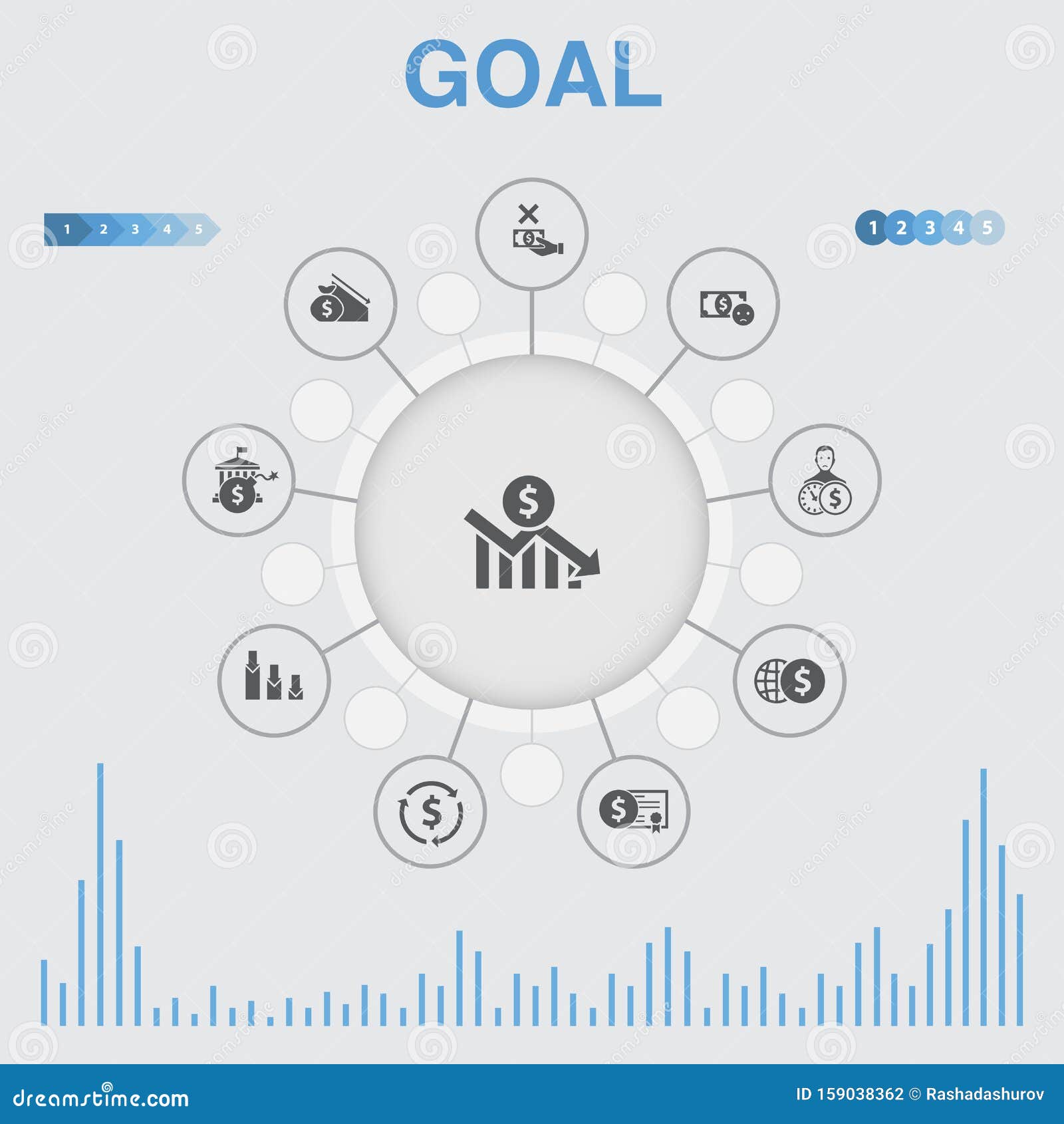 Goal Infographic with Icons. Contains Stock Vector Illustration of