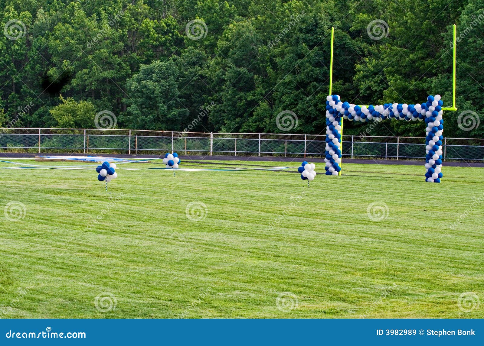 Goal Post and Balloons stock image. Image of sport, trees 3982989