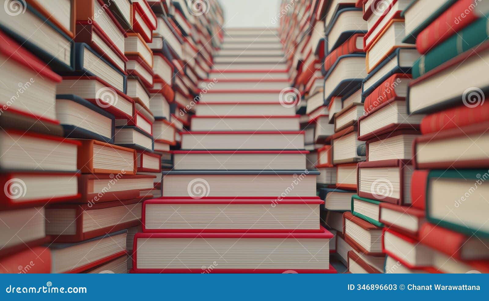 goal setting steps concept stairs made of stacked books create a unique literary pathway