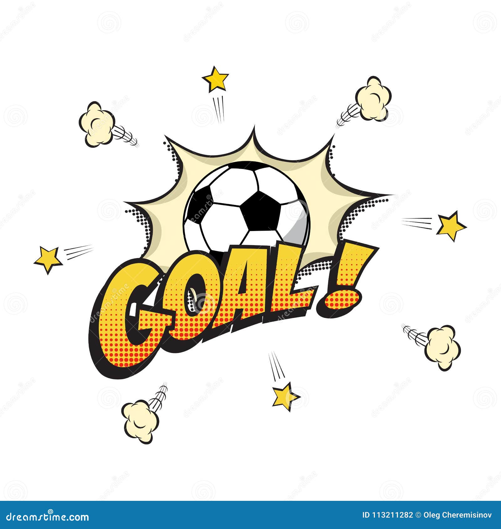 Goal Word With Football Ball In Cartoon Or Comic Book Style Vector Illustration Stock Vector Illustration Of Colorful Banner