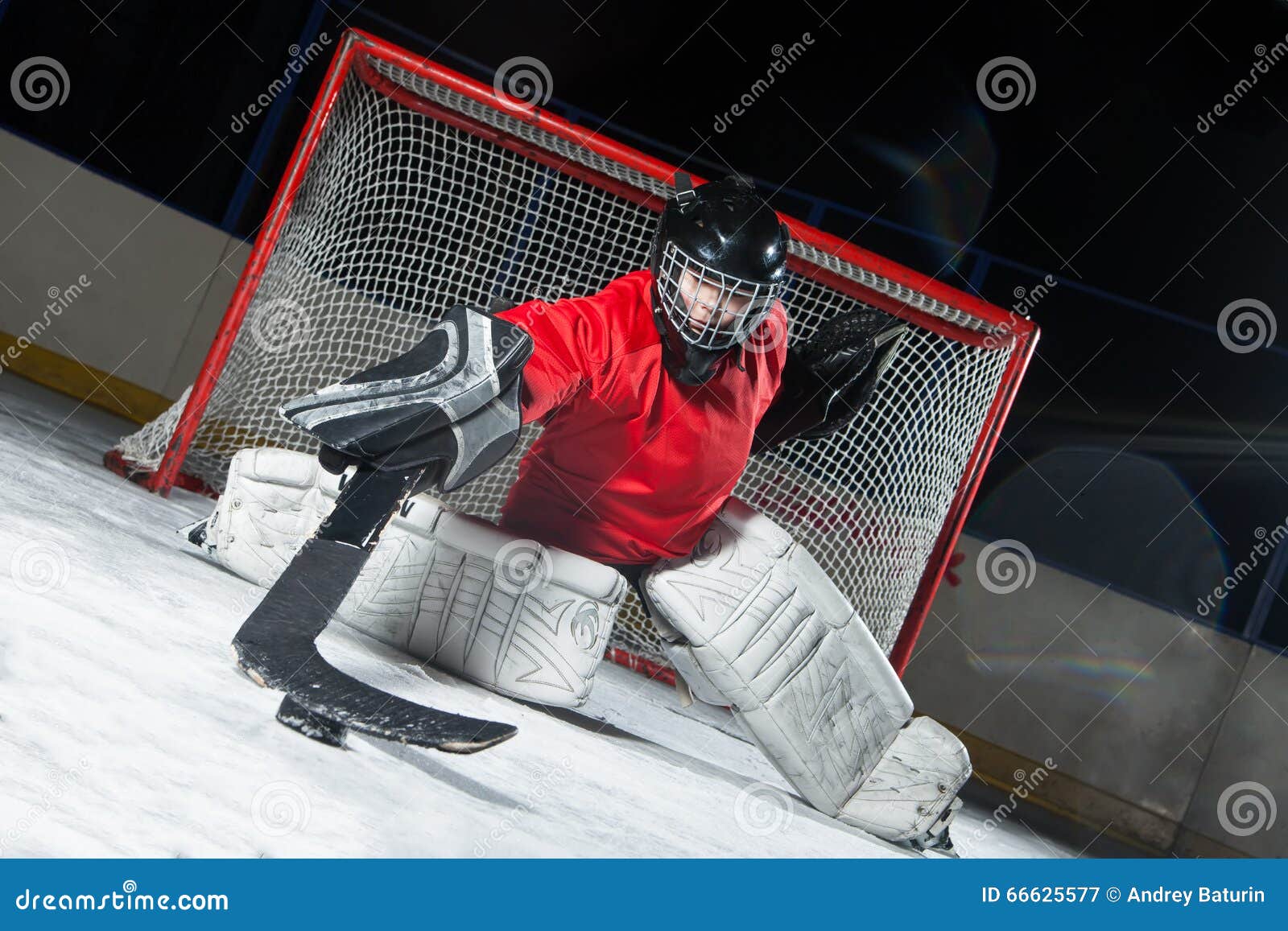 Goalie Blocking a Puck with Stick Stock Image Image of goal, goalkeeper 66625577