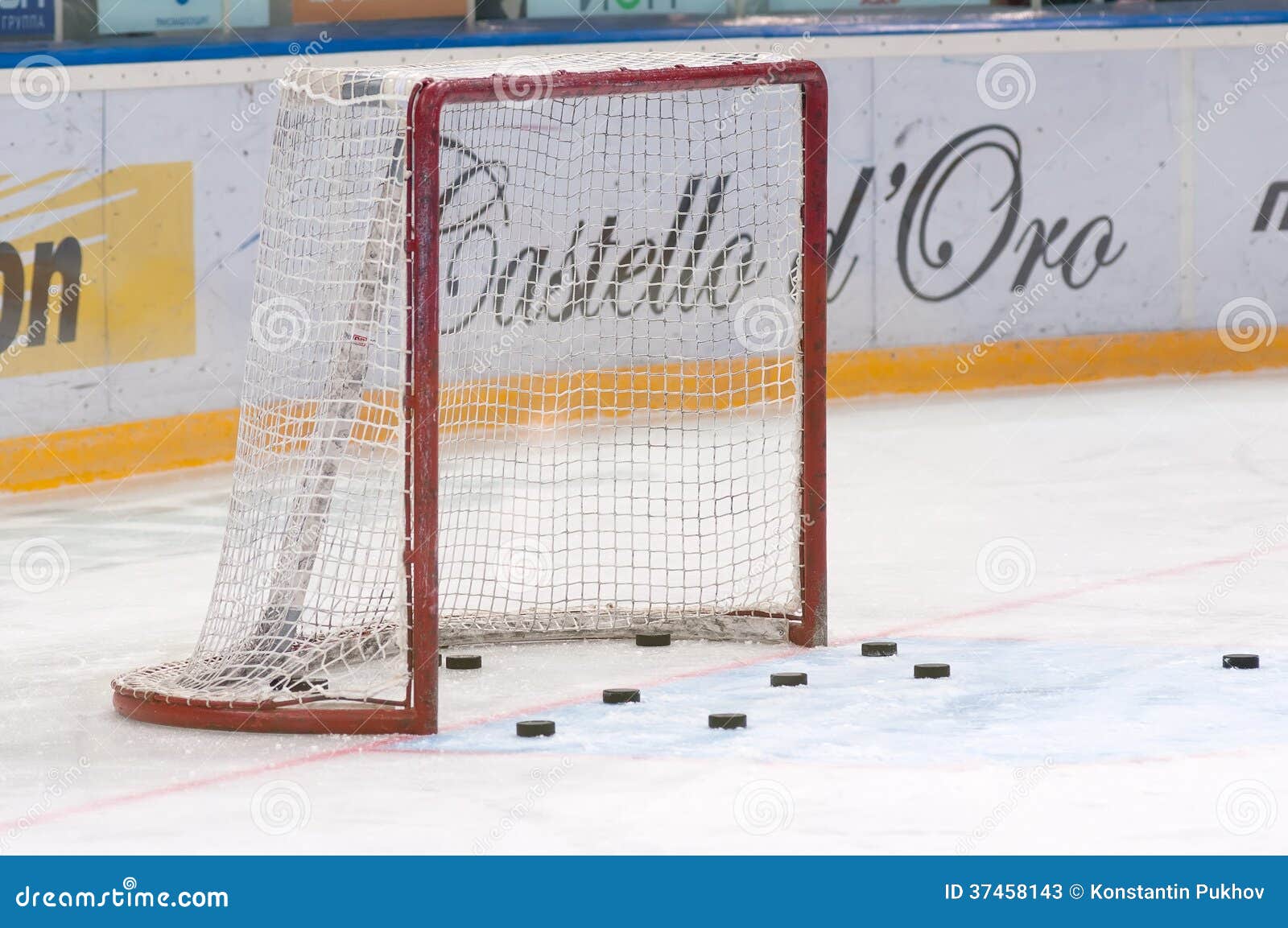 Goalie Gate and Hockey Pucks Editorial Stock Photo Image of scoring, opening 37458143