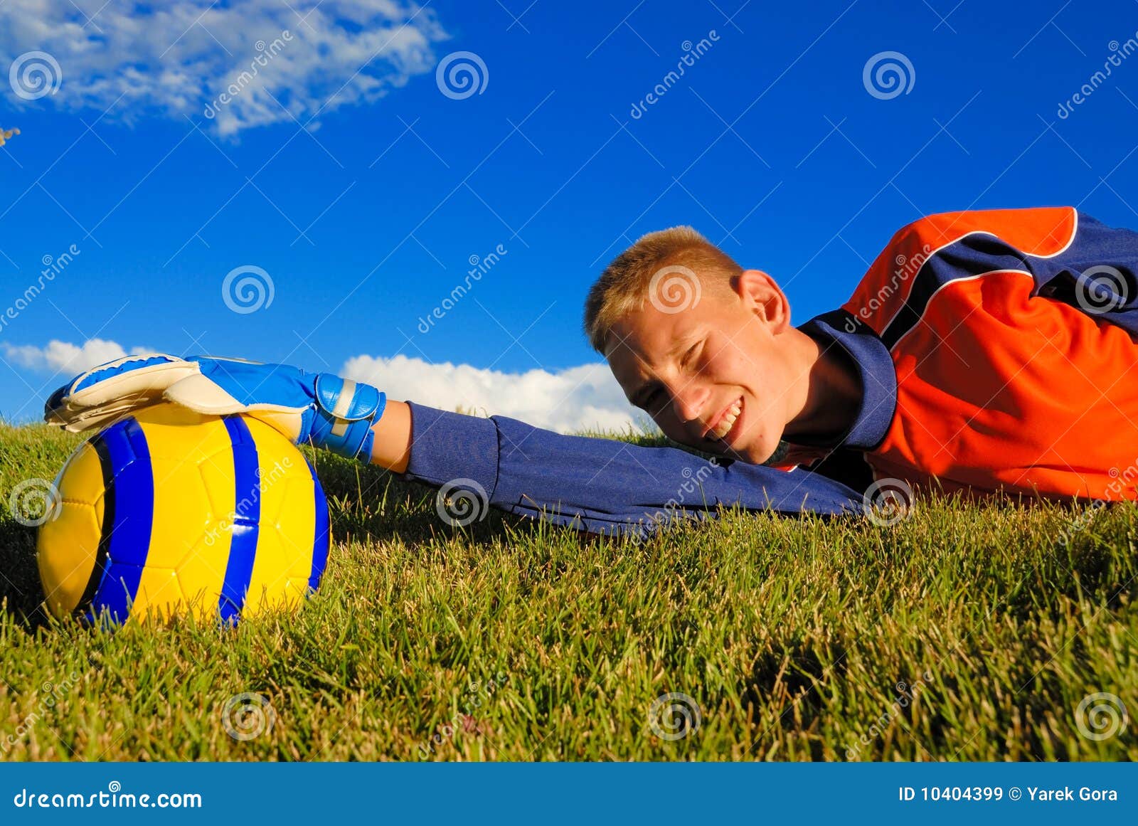 Goalie and soccer ball stock image. Image of posing, gloves 10404399