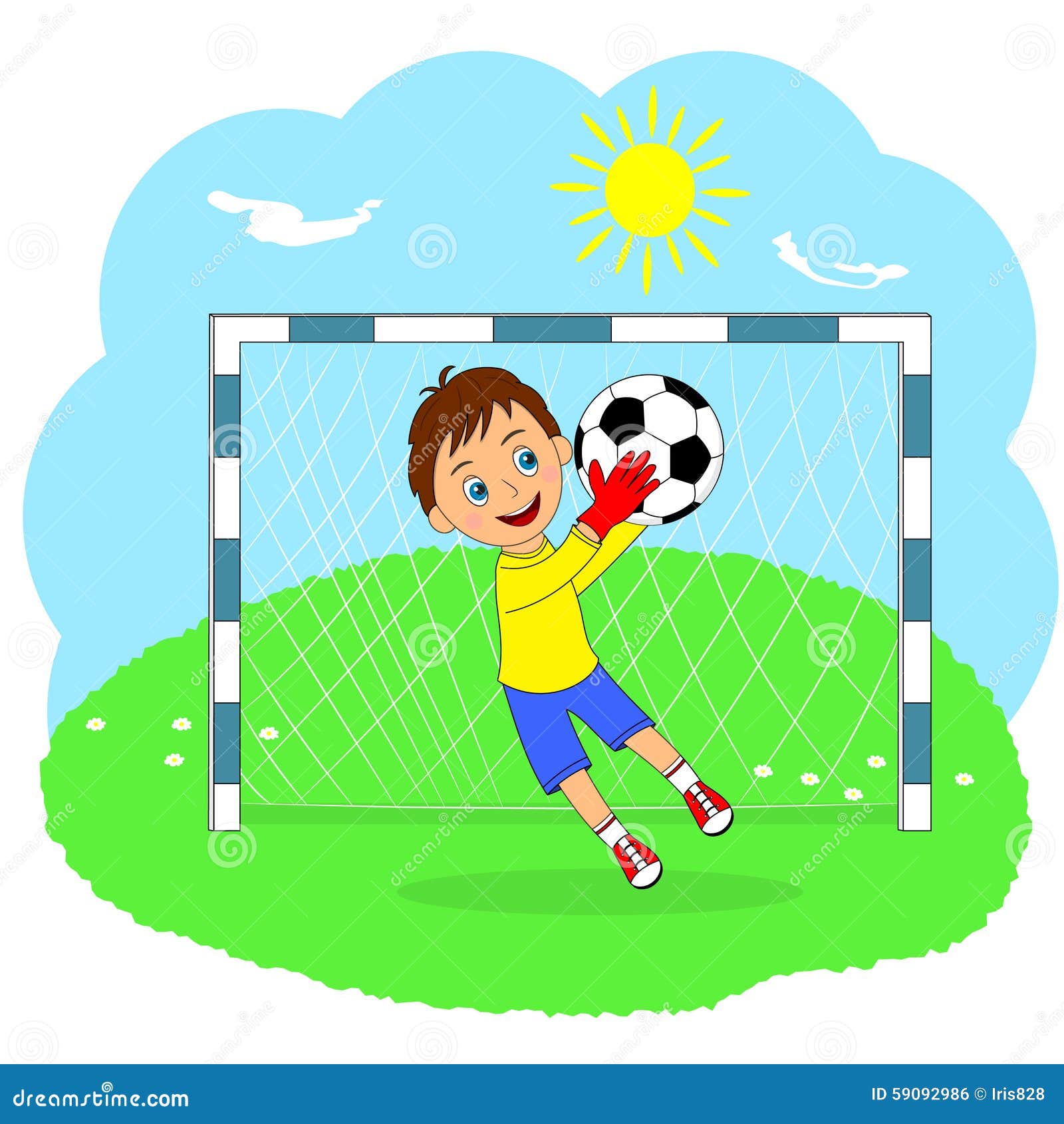 Goalkeeper with Ball in Hands Stock Illustration Illustration of