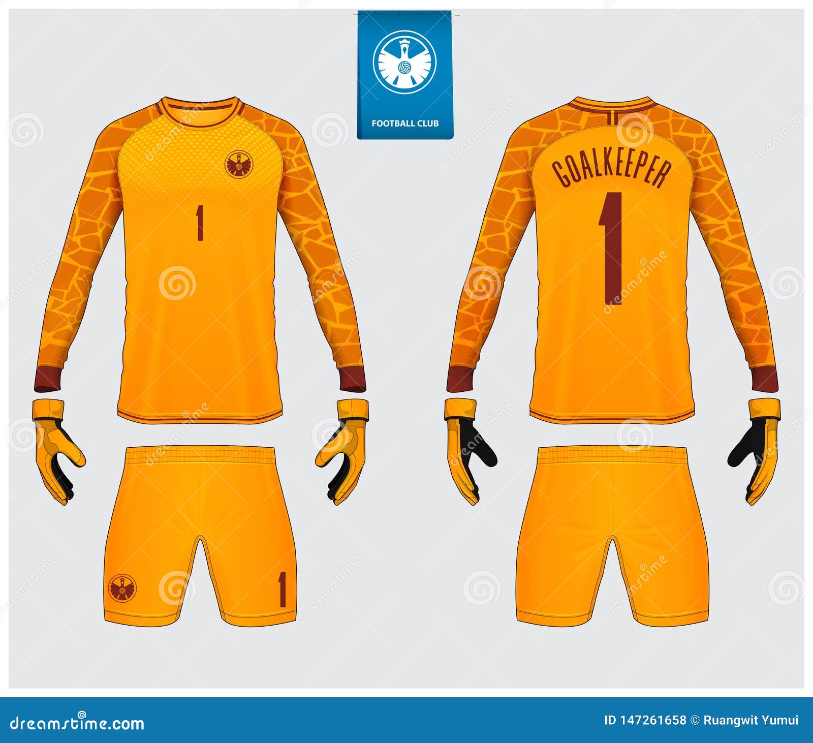 Download Goalkeeper Jersey Or Soccer Kit Mockup Goalkeeper Glove And Long Sleeve Jersey Template Design Logo Design Vector Stock Vector Illustration Of Mock Apparel 147261658