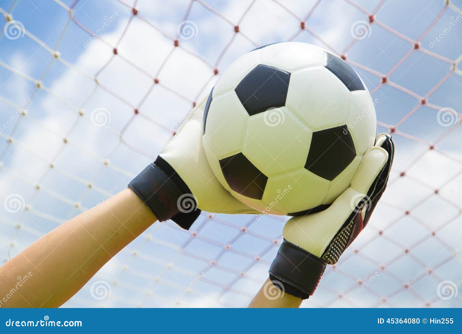 Goalkeeper Used Hands for Catches the Ball Stock Photo Image of