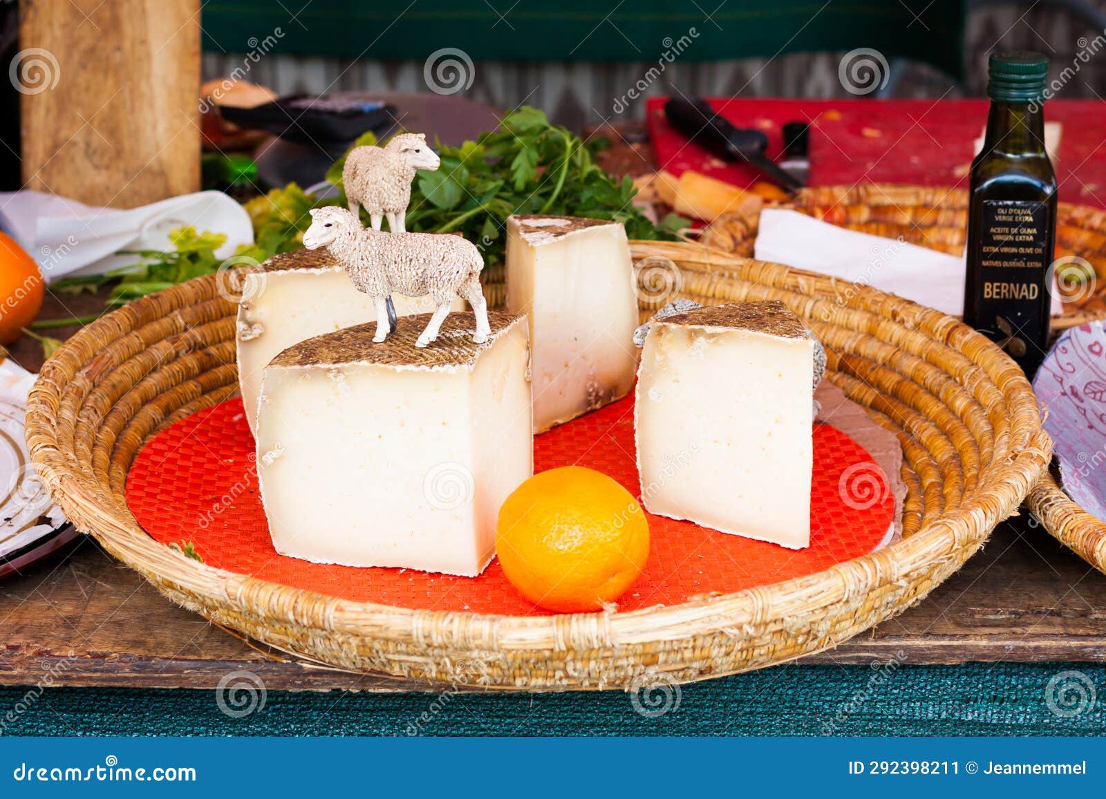 goat cheese for sale in the stall during 