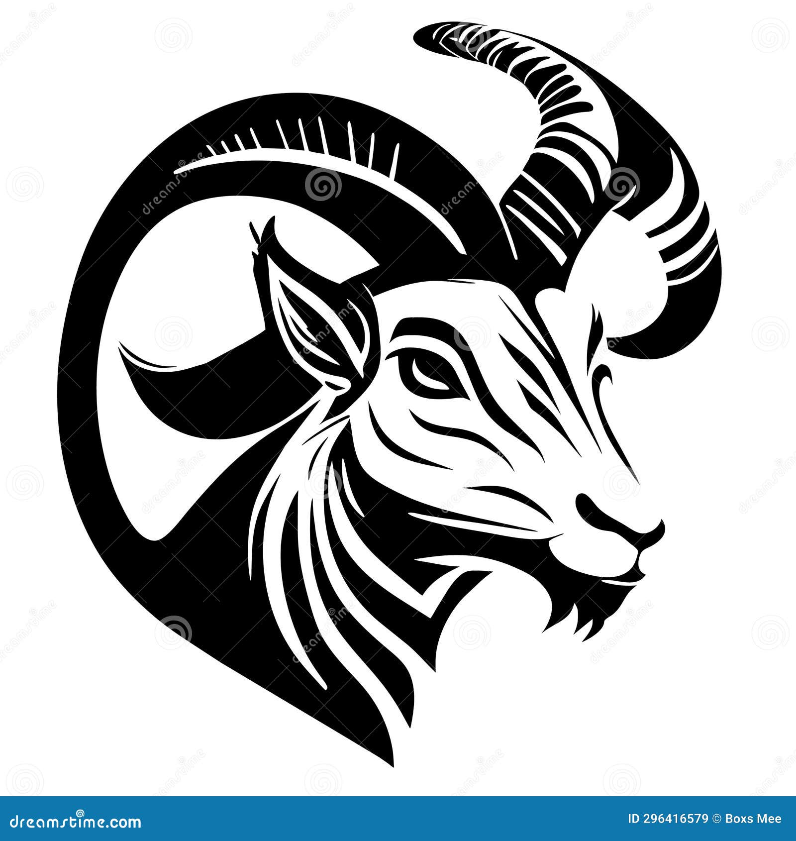 Goat Head - Black and White Vector Illustration - Isolated on White AI ...